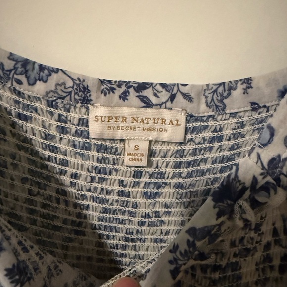 Blue Floral Long Sleeve Dress - Picture 2 of 2